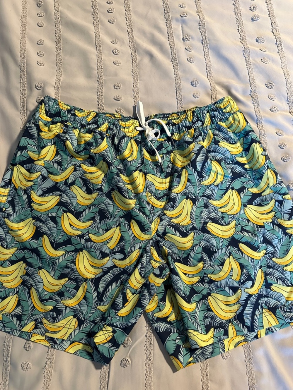 Men’s Tropical Banana Print Swim Suit Vibrant Yellow & Teal XL